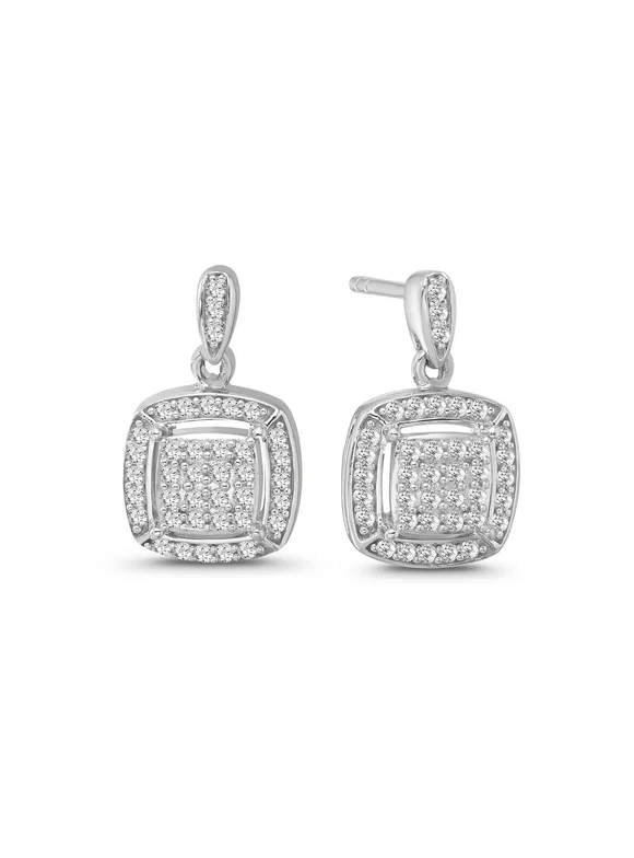 925 Sterling Silver and Diamond Dangle Earrings (1/3 cttw, I-J Color, I2-I3 Clarity)