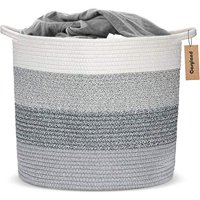 COSYLAND Large Woven Storage Basket 15.8 x 15.8 x 14.6 inches Cotton Rope Organizer Baby Laundry Baskets for Blanket Toys Towels Nursery Hamper Bin with Handle