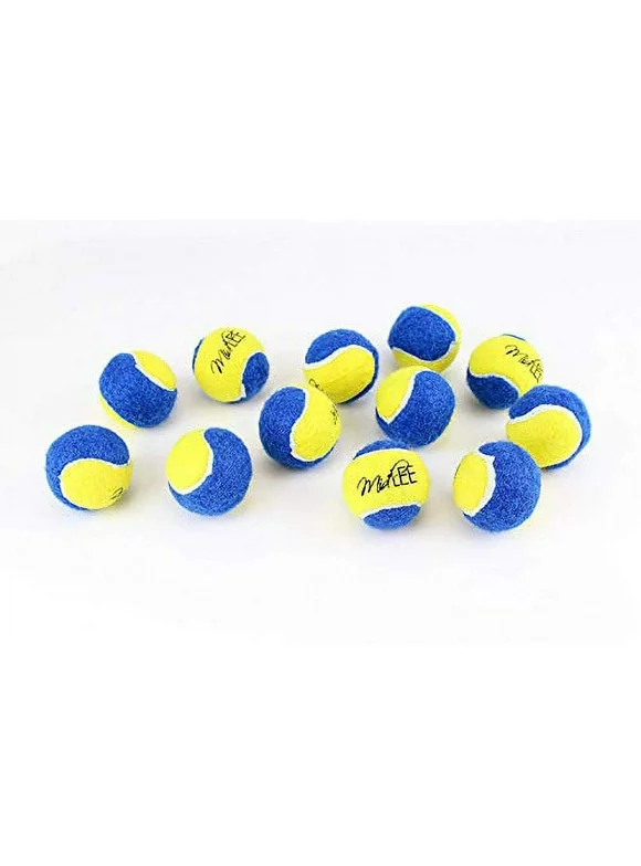 Midlee X-Small Dog Tennis Balls 1.5" Pack of 12 (Blue/Yellow, 1.5 inch)