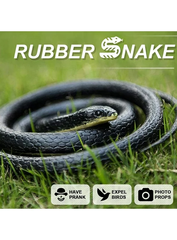 Halloween Realistic Fake Rubber Toy Snake Black Horrible Fake Snakes 50 Inch Long