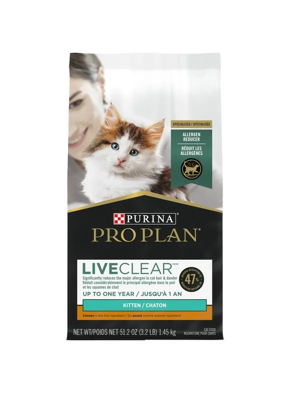 Purina Pro Plan Kitten Food Allergen Reducing, High Protein, LiveClear Chicken and Rice Formula