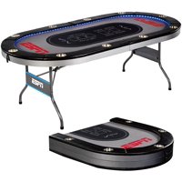ESPN 10 Player Premium Foldable Poker Table, In-Laid LED Lights, Gray