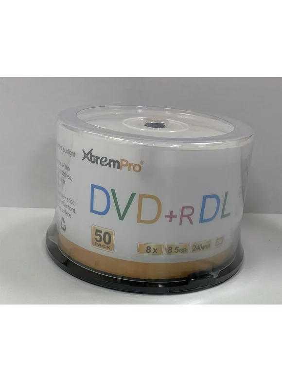 Blank CD DVD+R DL 8X 8.5GB 240Min Recordable Double Layer DVD 50 Pack Storage Media in Spindle