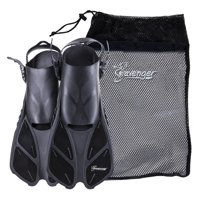 Seavenger Swim Fins / Flippers with Gear Bag for Snorkeling & Diving, Perfect for Travel Black L/XL