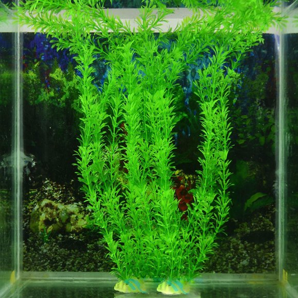 Besufy Aquarium Plastic Grass,Aquarium Plants Water Faux Green Grass Ornament Plant Fish Tank Decoration
