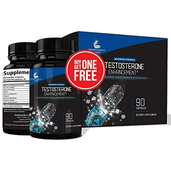 Testosterone Booster for Men Male Enhancement Pharmacist Recommended by Research Labs. 180 Capsules with Zinc, Tribulus, Horny Goat Weed, Tongkat Ali, Saw Palmetto, Test Booster. Increase Drive Energy