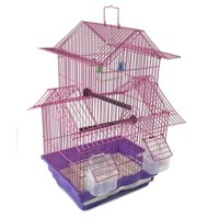 EDMBG Pink 18-inch Medium Parakeet Wire Bird Cage for 1 or 2 Birds perfect Bird Travel Cage and Hanging Bird House
