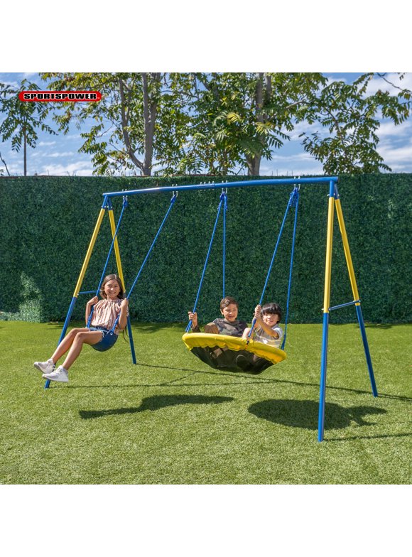 Sportspower Swing and Saucer Swing Metal Set with Heavy Duty A-Frame, holds up to 300 lb.