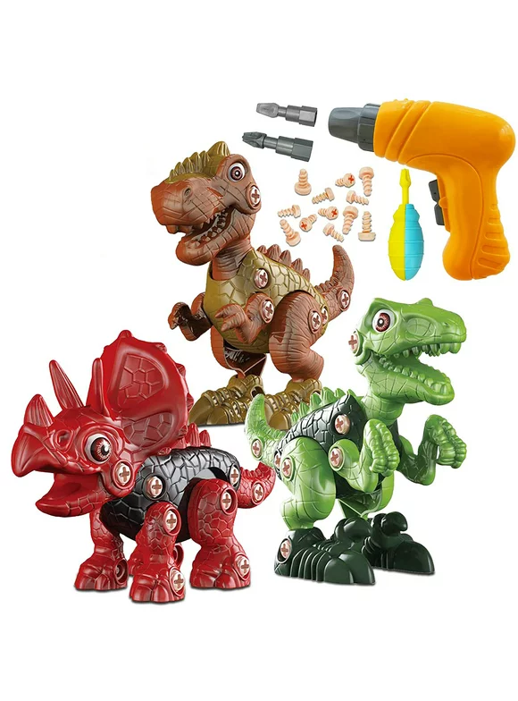 Take Apart Dinosaur Toys for Boys - Building Toy Set with Electric Drill Construction Engineering Play Kit STEM Learning for Kids Girls Age 3 4 5 6 7 Year Old