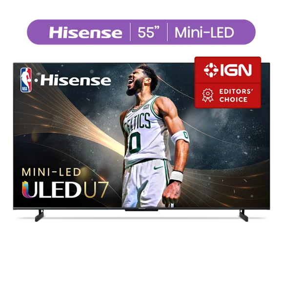Hisense 55" Class U7 Series Mini-LED ULED 4K UHD Google Smart TV (55U7K) - QLED, Native 144Hz, 1000-Nit, Dolby Vision IQ, Full Array Local Dimming, Game Mode Pro