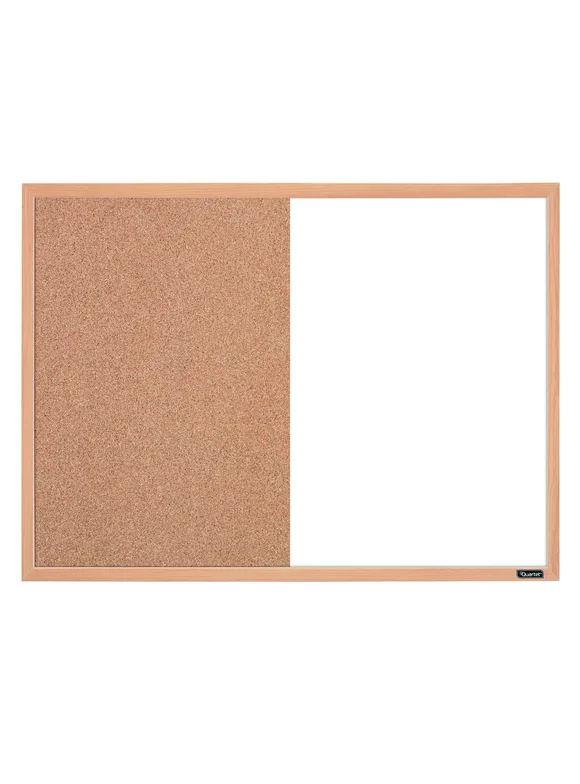 Quartet Combination Board, 17" x 23", Dry-Erase & Cork, Oak Frame (35-380402Q)