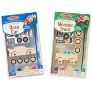 Melissa & Doug Decorate-Your-Own Wooden Craft Kits Set - Race Car and Monster Truck