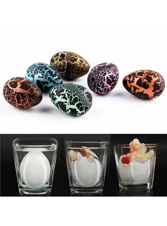 5 Pcs Dinosaur Eggs, Novelty Magic Toys Filled Dino Dragon That Hatch in Water Pool Toys for Kids Boys Girls Birthday Holiday Party Favors, Black Crack