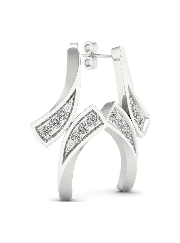 1/20ct TDW Diamond 10K White Gold Bypass Style Earrings