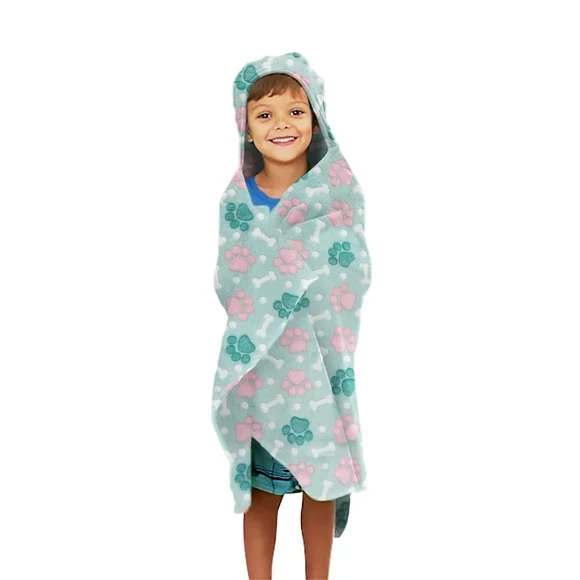 Kids Glow in the Dark Paw and Bones Hooded Throw