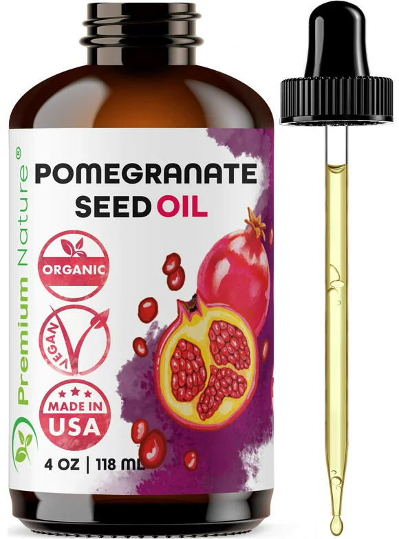 Pomegranate Seed Face Oil 100% Pure Unrefined Cold Pressed for Essential Oils Rejuvenates Hair, Promotes Skin Elasticity Gua Sha Oil Antioxidant Moisturizer for Hair Skin and Nails 4 oz