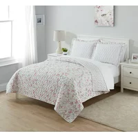 Simply Shabby Chic Reversible Cherry Blossom Floral 3-Piece Quilt Set, King