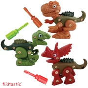Kidtastic Dinosaur Build Toys - T-Rex, Velicoraptor, Triceratops - STEM Learning Fun Pack of 3