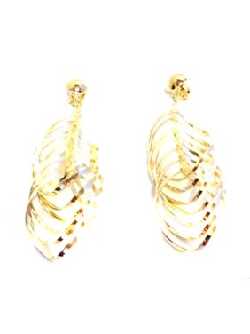 Clip-on Earrings Gold Tone Swirl Dangle Earrings 4.5 In L