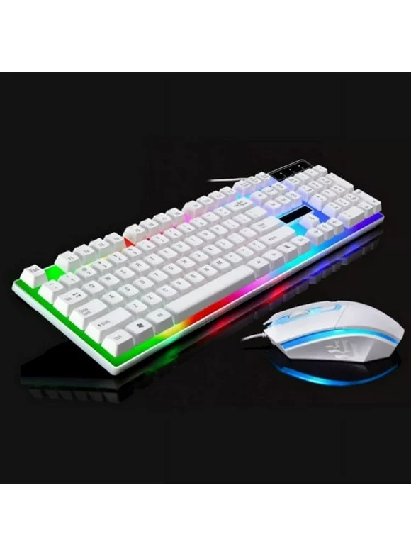 Wired Keyboard and Mouse Combo, Backlit Glowing Keyboard Gaming Mouse Combo for Laptop, Computer