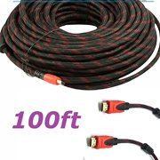 CableVantage PREMIUM HDMI CABLE 100FT For BLURAY 3D DVD PS4 Xbox OneHDTV XBOX LCD HD TV 1080P v1.4 High Speed Braided Nylon HDMI Cable Braided