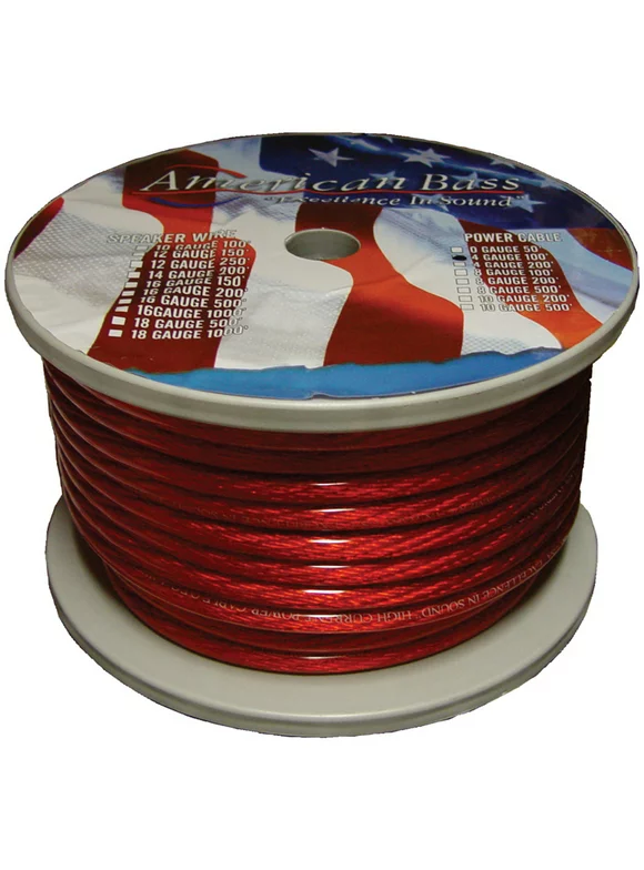American Bass 4GR Wire American Bass 4 Ga. Red 100 Ft. Roll[2104r]*ab1666[r]*