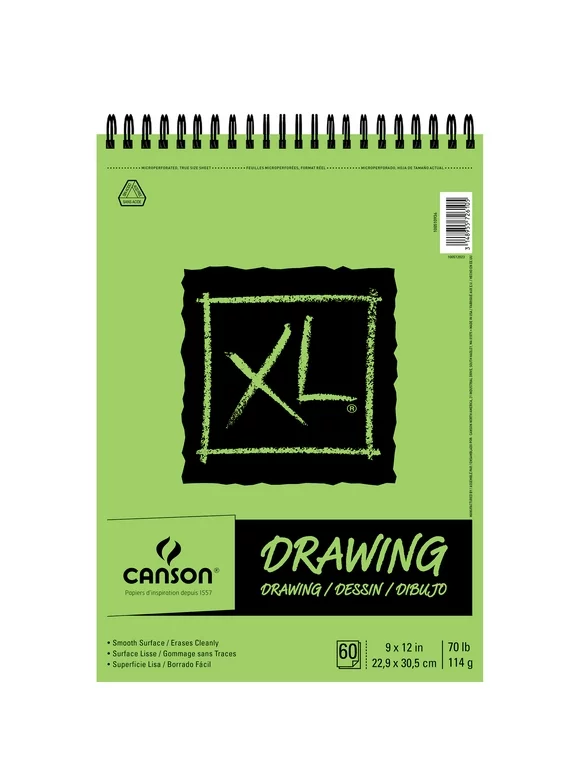 Canson XL Drawing Pad, 9" x 12" Spiral Sketchbook, 60 Sheets