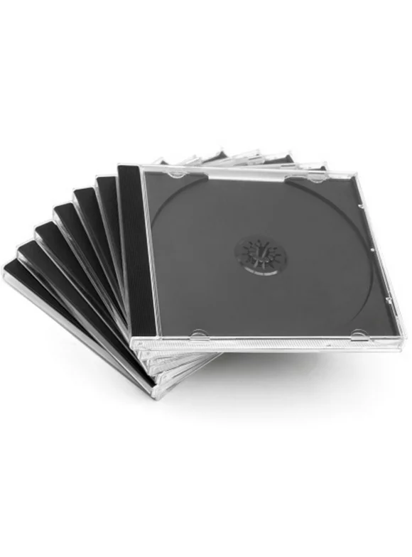 10 Pack Smartbuy Standard 10.4 mm Clear Jewel Case Single CD DVD Disc Storage with Assembled Black Removable Tray