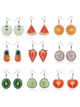 SPRING PARK Fashion Fruit Watermelon Strawberry Fruit Crystal Drop Earrings Ear Stud Women Girl Party Jewelry