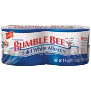 (4 Cans) BUMBLE BEE Solid White Albacore Tuna in Water, 5 Ounce Cans, Ready to Eat Tuna Fish, High Protein Food and Snacks