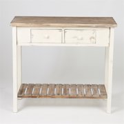 LuxenHome Distressed White Wood Console Table