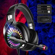 Gaming Headset with 7.1 Surround Sound - Noise Canceling Gaming Headphones Headset with Mic & RGB LED Light Compatible with PS4, Xbox One, Nintendo Switch, PC, GameCube