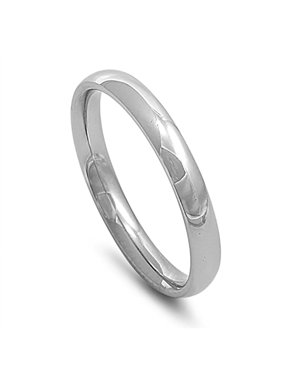 Lex & Lu 3mm High Polish Stainless Steel Comfort Fit Wedding Band Ring Size 3-12