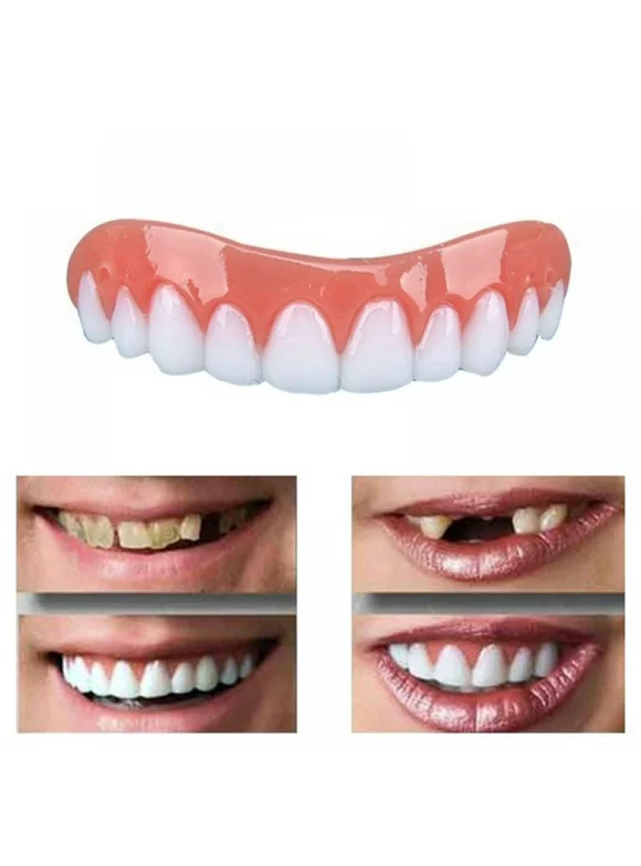 Fake Teeth Smile Veneers Dentures Temporary Replacement Tooth Kit for Top Or Bottom Missing Teeth, No Pain No Shots No Drilling Fix Smile Confidence in Minutes At Home