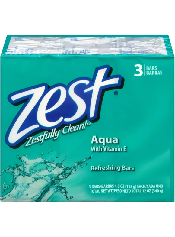 Zest Refreshing Bars Soap, Aqua 4 oz, 3 ea (Pack of 2)