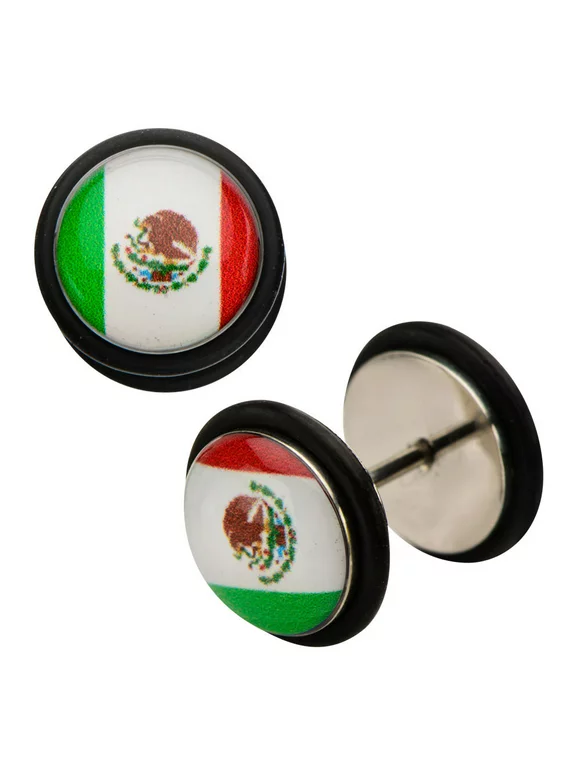 Inox World Cup Mexico Stainless Steel Fake Plug Earrings