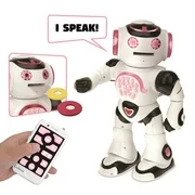 Lexibook Powergirl - Smart interactive robot for kids to learn and play - dances, plays music, educational quiz, tells stories, throws discs, pink/white - ROB50GEN