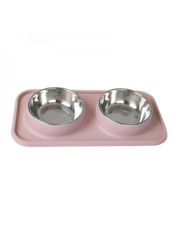 Wisremt Dog Bowls Stainless Steel Dog Bowl With No Spill Dog Food Bowl Non-Slip Mat Feeder Bowls Pet Bowl For Small Medium Dogs Cats Pink