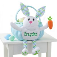 Personalized Blue Bunny Embroidered Kids Easter Basket