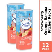 (12 Pitcher Packs) Crystal Light Strawberry Orange Banana Sugar Free, Caffeine Free Powdered Drink Mix
