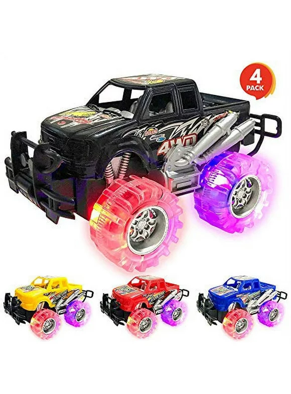 Light Up Monster Trucks for Boys and Girls, Toy Truck Set, Monster Trucks for Boys Years Old, Toddler Monster Truck Toys, Light Up Trucks
