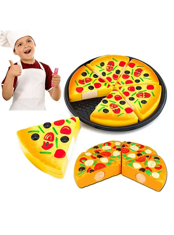 Windfall Play Kitchen for Market Educational Pretend Play, Food Playset, Kids Toddlers Toys, Kitchen Accessories Fake Food, Child Kitchen Simulation Pizza Party Fast Food Slices Cutting Play Food Toy