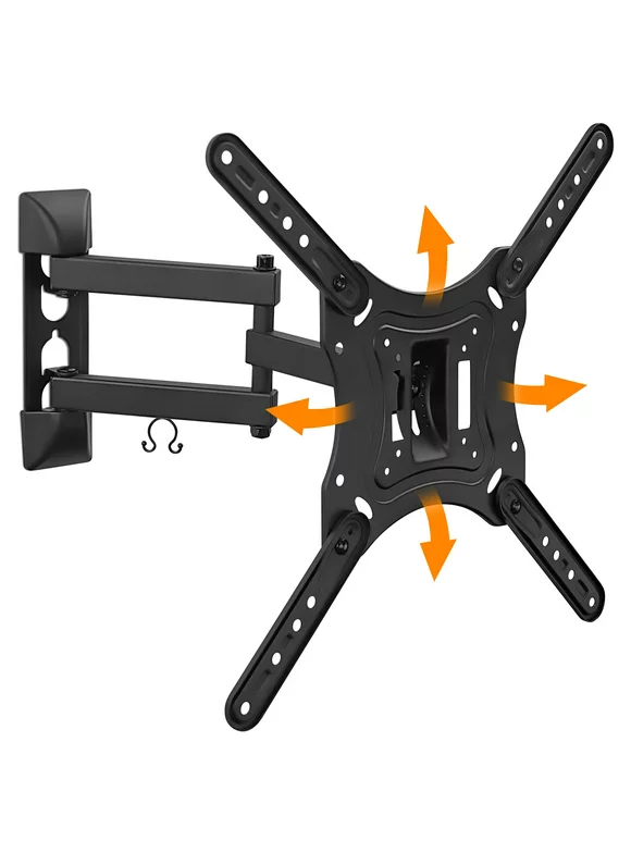 Mount-It! Full Motion Tilt Swivel TV Wall Mount for 23" to 55" Flat Screen TVs, 66 lbs. Capacity, 15" Extension, Bonus HDMI Cable