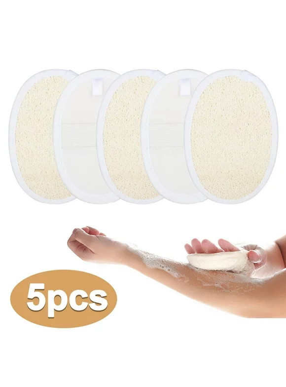 EEEkit 5pcs Exfoliating Loofah Sponge Pads, 100% Natural Luffa Body  Scrubber for Men Women Bath Spa