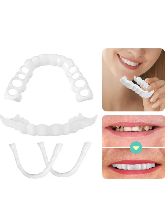 Shaboo Prints Fake Teeth, Denture Teeth for Women, Dental Veneers for Temporary Tooth Repair, 1 Pair