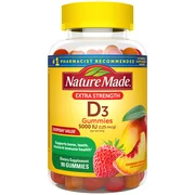 Nature Made Extra Strength Vitamin D3 5000 IU (125 mcg), 90 Gummies, High Potency Vitamin D Gummies For Adults, Vitamin D Helps Support Immune Health, Strong Bones and Teeth, & Muscle Function
