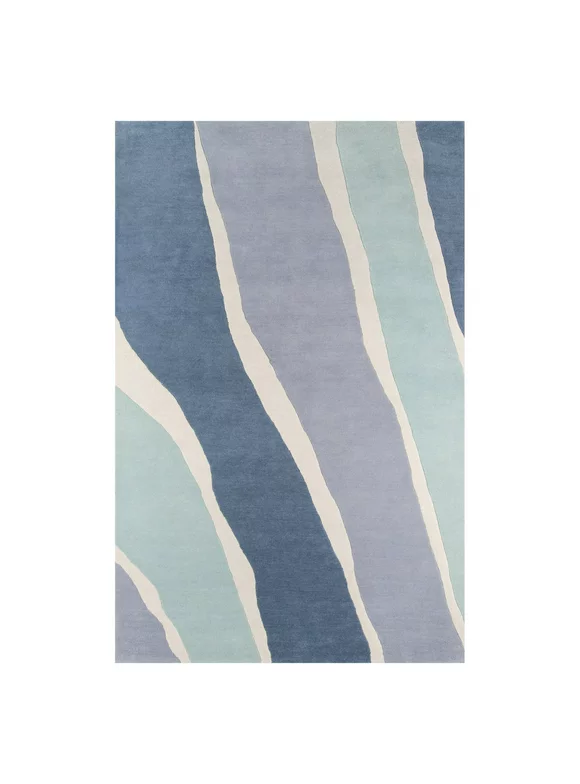 Momeni Abstract Modern Area Rugs, Blue/Off-White, 120" x 96"