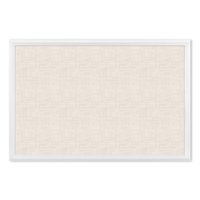 U BRANDS Natural Linen Bulletin Board, 30" x 20", White MDF Decor Frame, 2074U