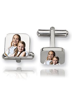 Square Stainless Steel Photo Engravable Cufflinks Stainless Steel Cufflinks - 3/4 Inch X 3/4 Inch