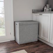 Two-Sided Laundry Hamper with Lid, Mesh Liner Bags, and Handles by Lavish Home